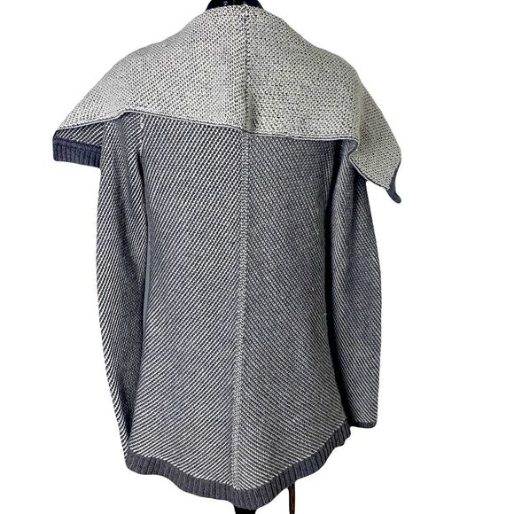 Gray Two Tone Wool Blend Oversized Cardigan Long Flowing Winter Size Small - Picture 4 of 12
